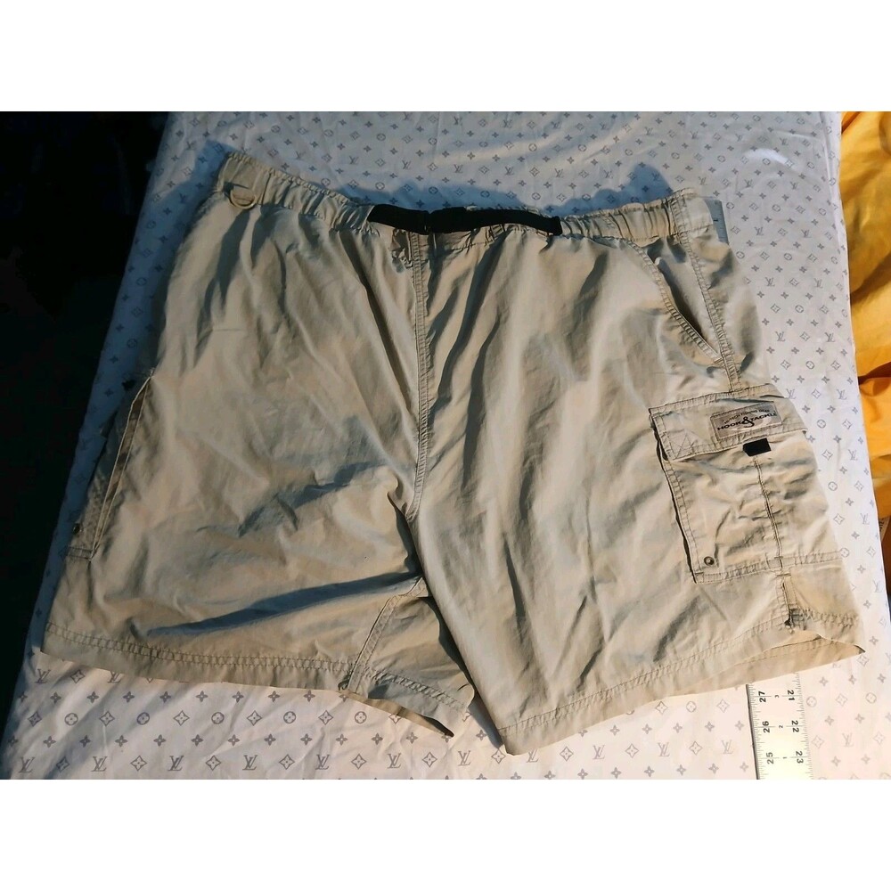 Hook and Tackle Fishing Shorts Mens Size 2X Khaki Cotton Elastic Waist Cargo